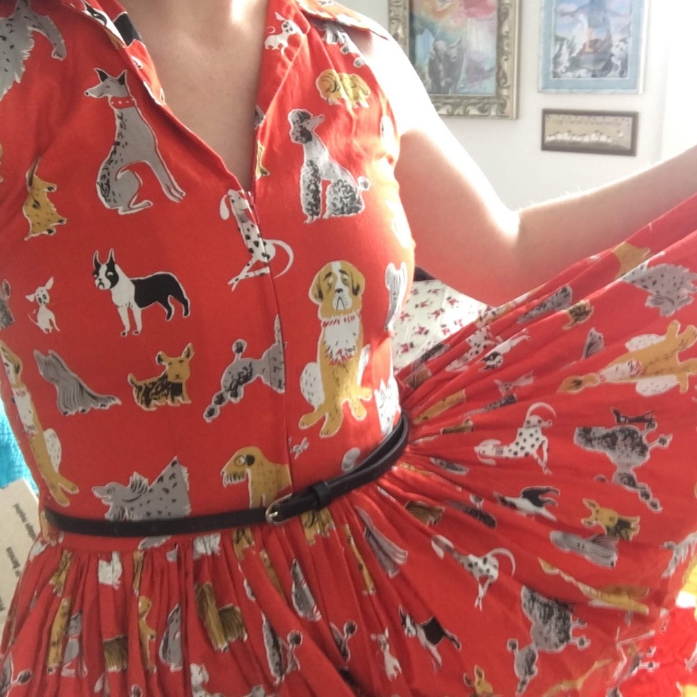 Bernie Dexter Sleeveless Dog Print Swing Dress